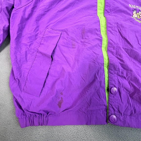 Vintage Nautica Jacket Mens Large Purple Offshore Races Hooded Windbreaker 90s - Picture 7 of 14